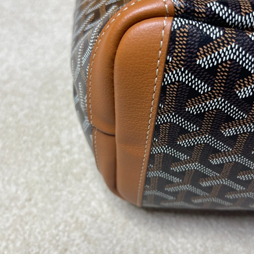 Goyard Artois PM Small Black/Tan Leather Canvas Zipped & Structured Tote - Picture 10 of 13